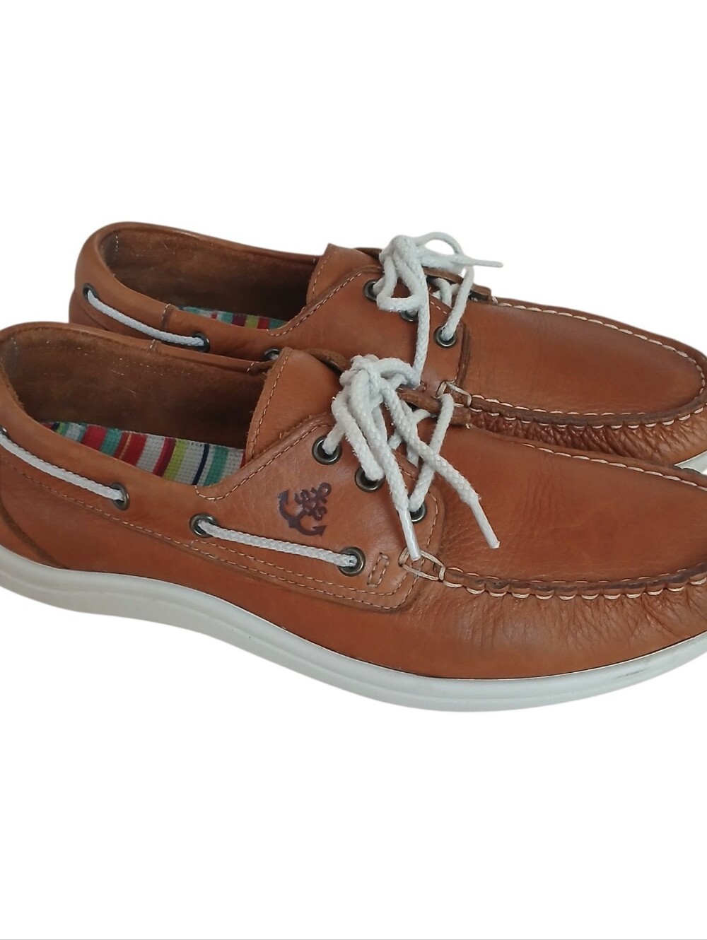 SAS Catalina Leather Boat Shoes Women's 9 Moccasin Anchor Tripad Comfort USA